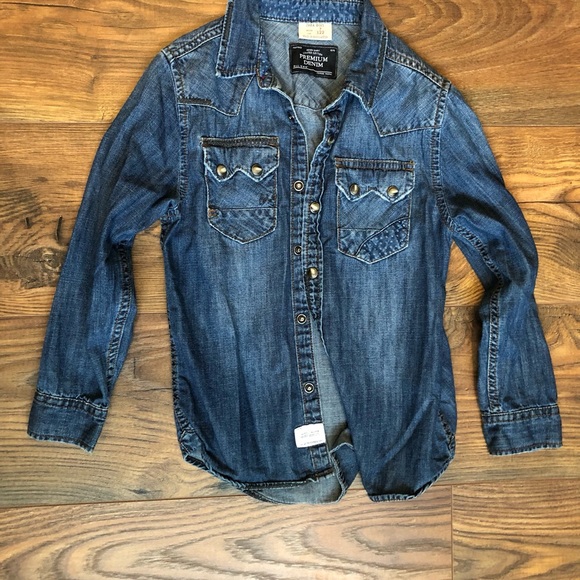 Zara denim snap button up size 7 amazing detail EUC - Picture 3 of 3